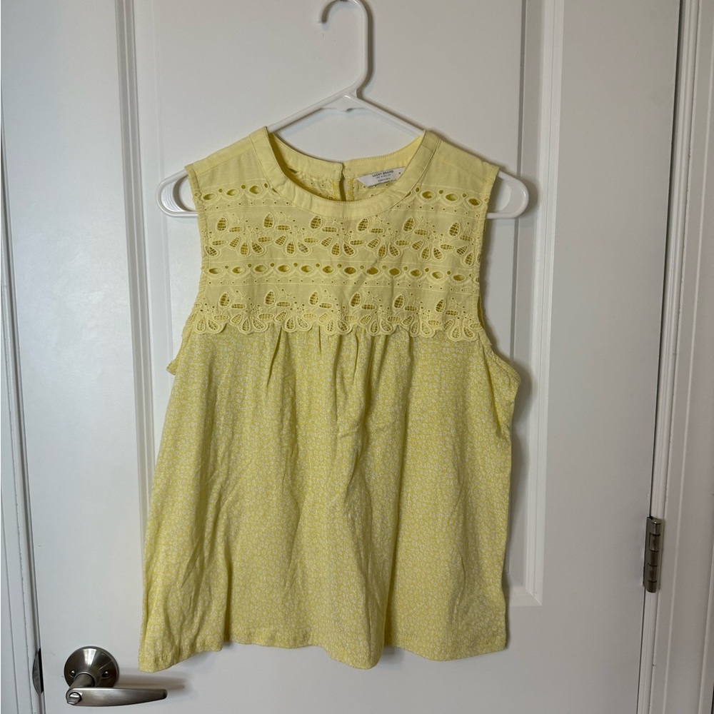 Lucky Brand Yellow Lace Detail Blouse